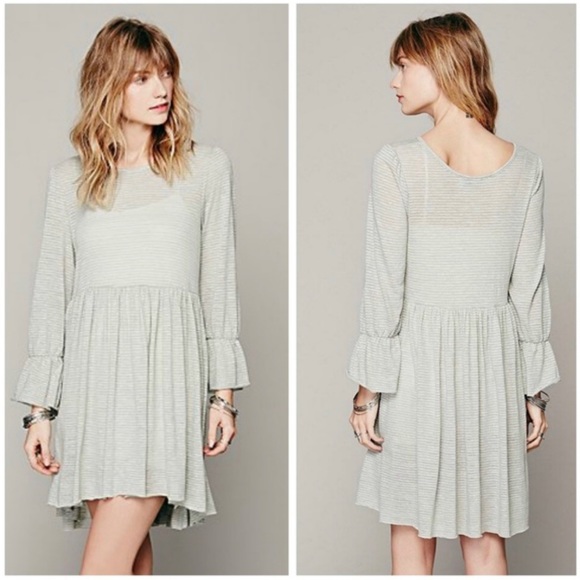 FREE PEOPLE FP BEACH Jess Dress Size Medium in Sage Green Striped - Picture 1 of 10